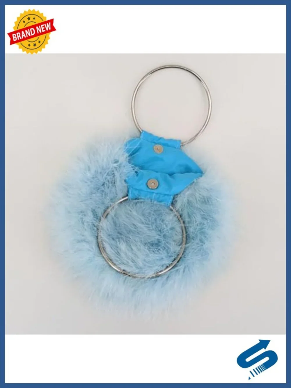 Feather Furry Round Clutch Evening Handbag Cute Mini Purse